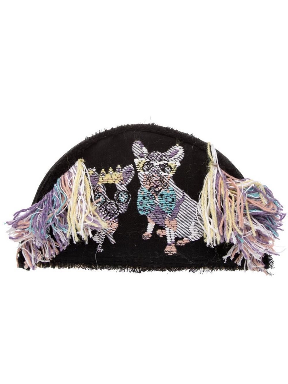 Eugenia Kim Black Beaded Chihuahua Tassel Clutch